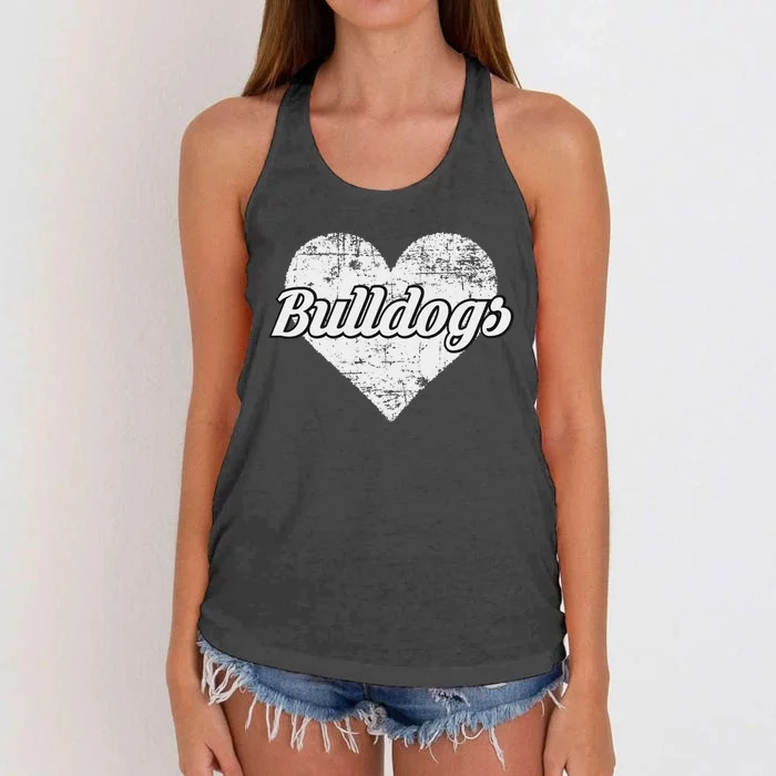 Bulldogs Over Distressed Heart Lawrence County Women's Knotted Racerback Tank