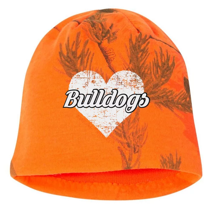 Bulldogs Over Distressed Heart Lawrence County Kati - Camo Knit Beanie