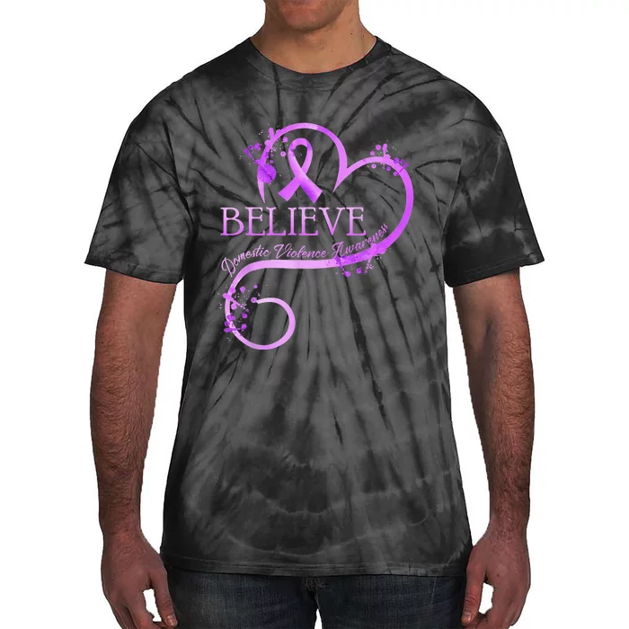 Believe October Domestic Violence Awareness Wear Pink Women Tie-Dye T-Shirt