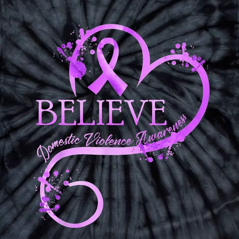 Believe October Domestic Violence Awareness Wear Pink Women Tie-Dye T-Shirt