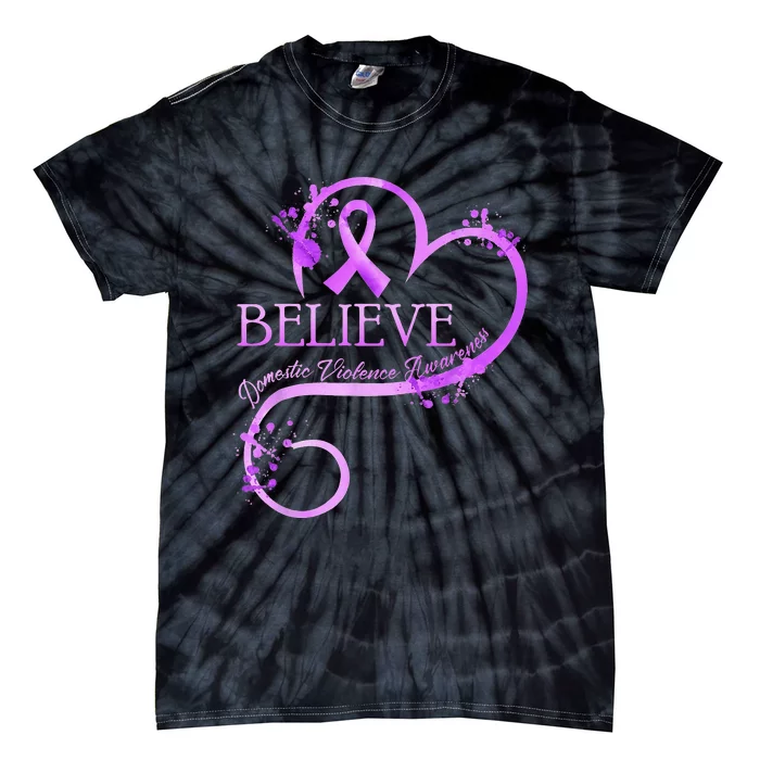 Believe October Domestic Violence Awareness Wear Pink Women Tie-Dye T-Shirt