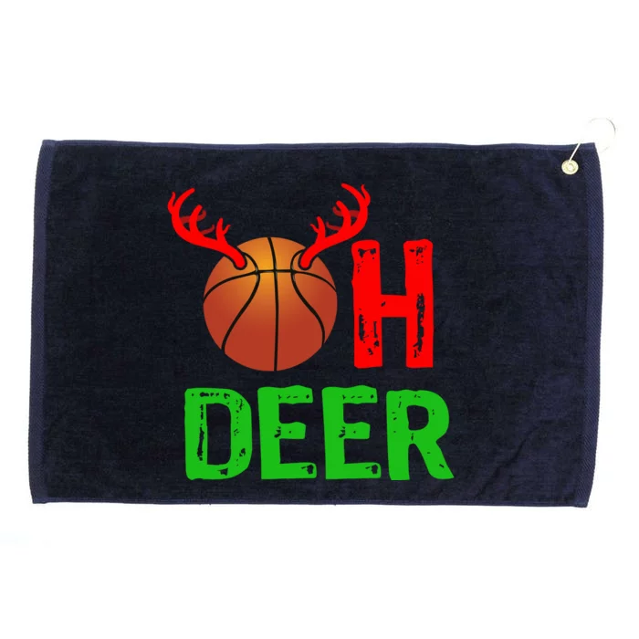 Basketball Oh Deer Great Gift Funny Christmas Reindeer Top Grommeted Golf Towel