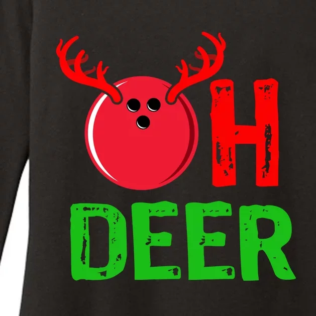 Bowling Oh Deer Gift Funny Christmas Reindeer Womens CVC Long Sleeve Shirt