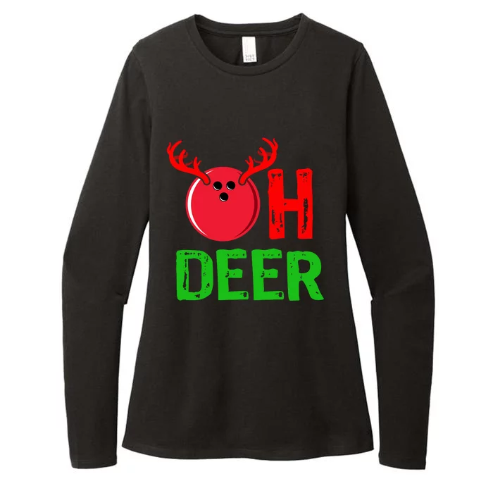 Bowling Oh Deer Gift Funny Christmas Reindeer Womens CVC Long Sleeve Shirt