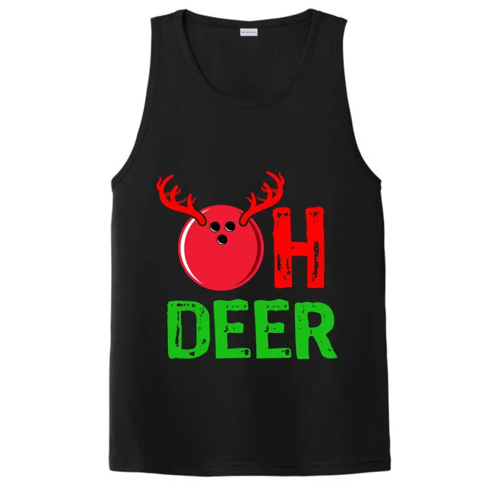 Bowling Oh Deer Gift Funny Christmas Reindeer Performance Tank