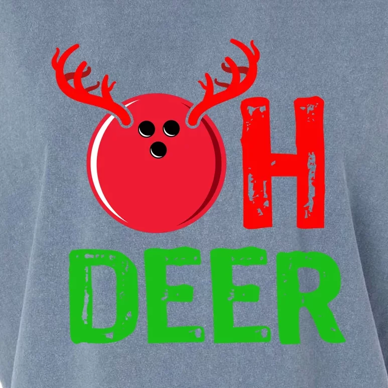 Bowling Oh Deer Gift Funny Christmas Reindeer Garment-Dyed Women's Muscle Tee