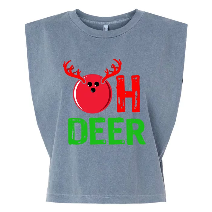 Bowling Oh Deer Gift Funny Christmas Reindeer Garment-Dyed Women's Muscle Tee