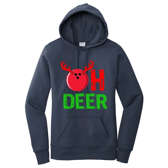 Bowling Oh Deer Gift Funny Christmas Reindeer Women's Pullover Hoodie