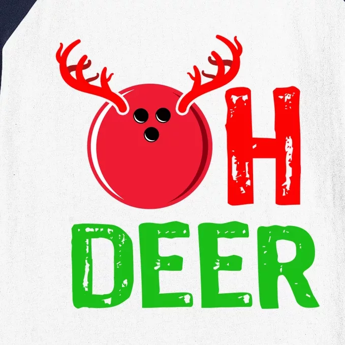 Bowling Oh Deer Gift Funny Christmas Reindeer Baseball Sleeve Shirt