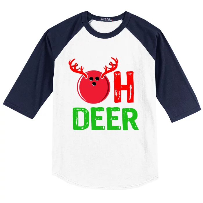 Bowling Oh Deer Gift Funny Christmas Reindeer Baseball Sleeve Shirt