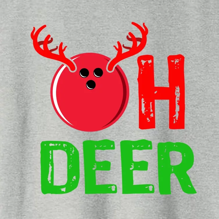 Bowling Oh Deer Gift Funny Christmas Reindeer Women's Crop Top Tee