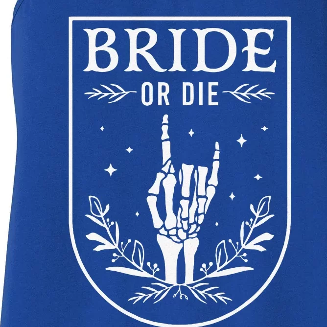 Bride Or Die Retro Halloween Bachelorette Matching Women's Racerback Tank