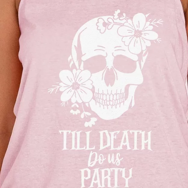 Bride Or Die Skull Halloween Gothic Style Bachelorette Party Women's Knotted Racerback Tank