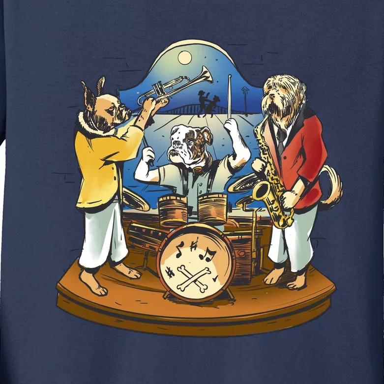 Band Of Dog Musicians Kids Long Sleeve Shirt