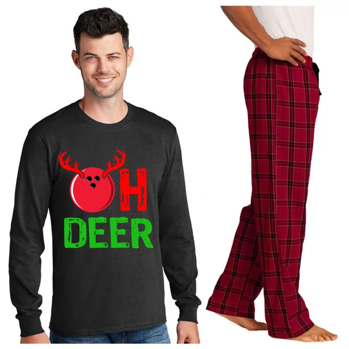 Bowling Oh Deer Gift Funny Christmas Reindeer Long Sleeve Pajama Set