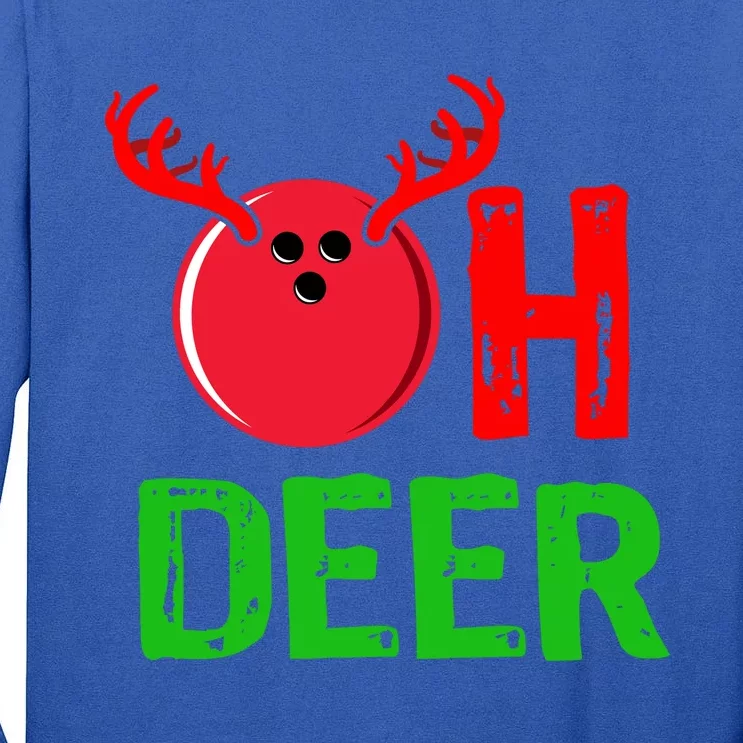 Bowling Oh Deer Gift Funny Christmas Reindeer Tall Long Sleeve T-Shirt