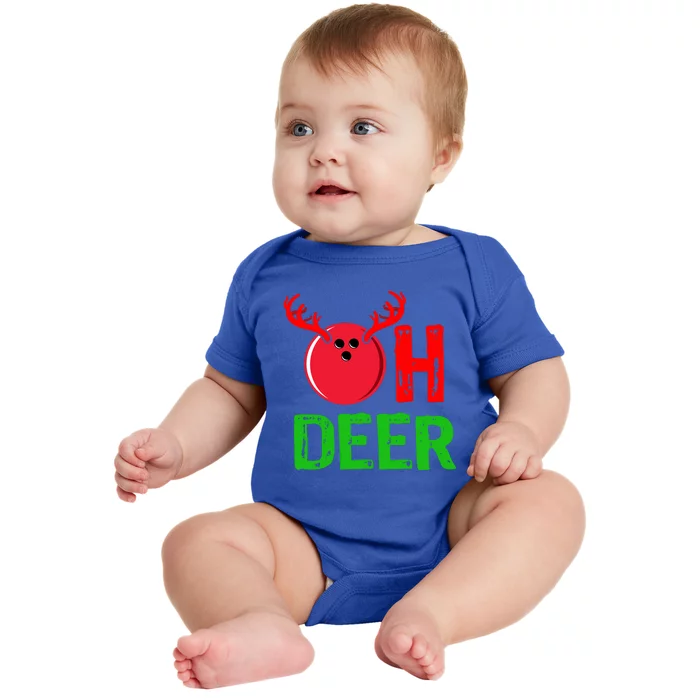 Bowling Oh Deer Gift Funny Christmas Reindeer Baby Bodysuit