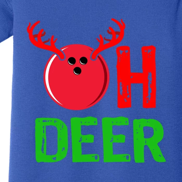 Bowling Oh Deer Gift Funny Christmas Reindeer Baby Bodysuit