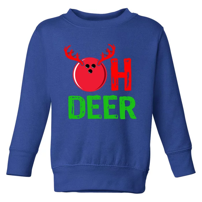 Bowling Oh Deer Gift Funny Christmas Reindeer Toddler Sweatshirt