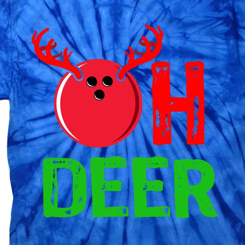 Bowling Oh Deer Gift Funny Christmas Reindeer Tie-Dye T-Shirt