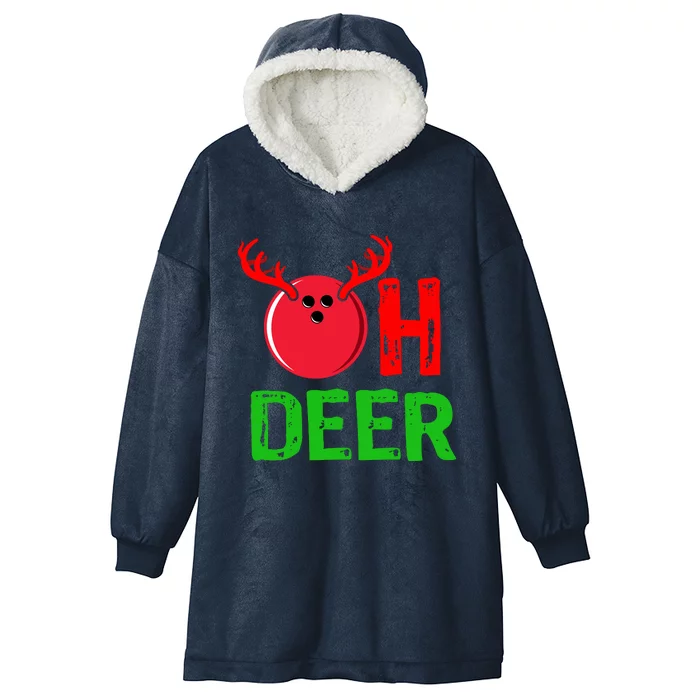 Bowling Oh Deer Gift Funny Christmas Reindeer Hooded Wearable Blanket