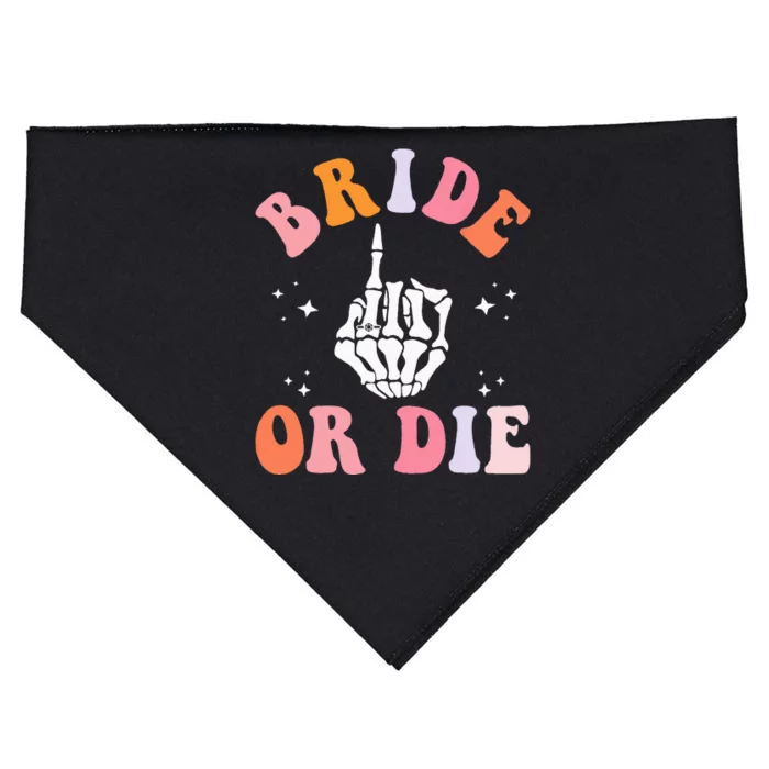 Bride Or Die Skeleton Ring Finger Retro Bachelorette Party USA-Made Doggie Bandana