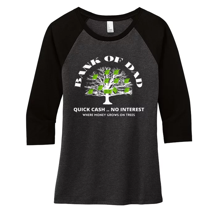 Bank Of Dad.Where Money Grows On Trees Women's Tri-Blend 3/4-Sleeve Raglan Shirt