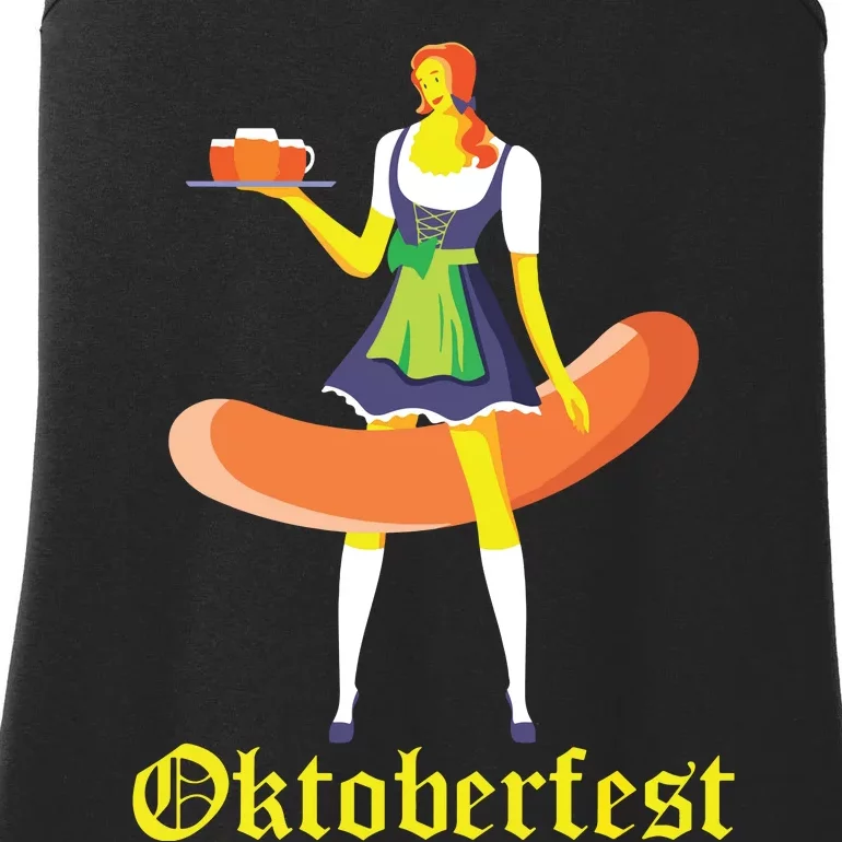 Barmaid Oktoberfest Funny German Woman Dirndl Bratwurst Ladies Essential Tank