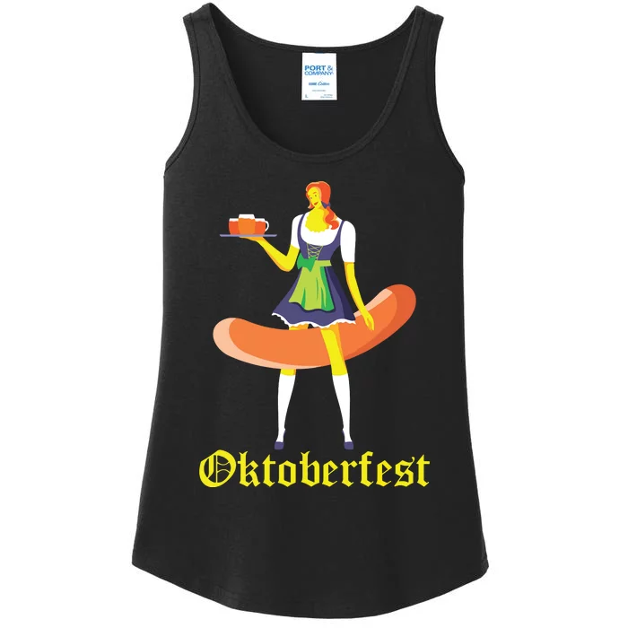 Barmaid Oktoberfest Funny German Woman Dirndl Bratwurst Ladies Essential Tank