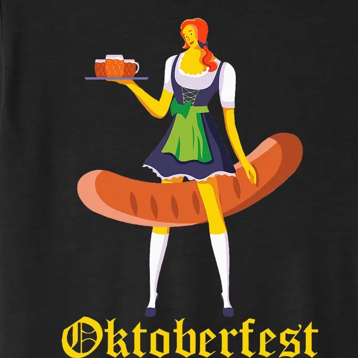 Barmaid Oktoberfest Funny German Woman Dirndl Bratwurst ChromaSoft Performance T-Shirt