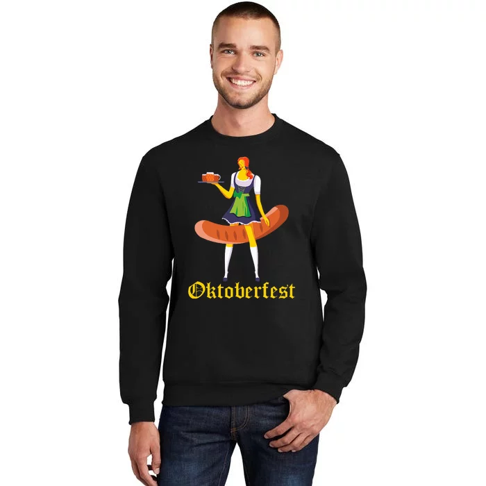 Barmaid Oktoberfest Funny German Woman Dirndl Bratwurst Tall Sweatshirt