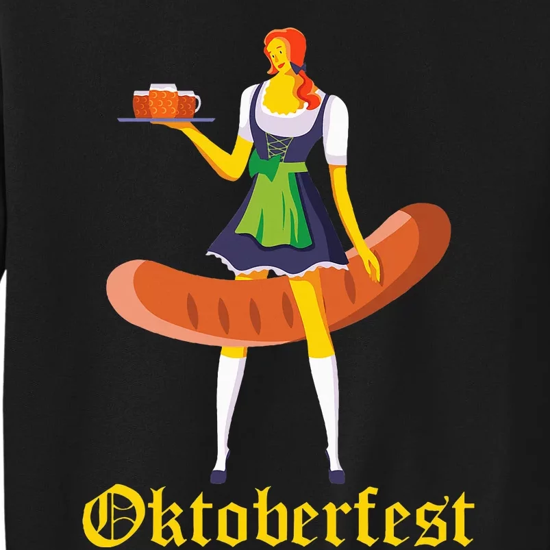 Barmaid Oktoberfest Funny German Woman Dirndl Bratwurst Tall Sweatshirt