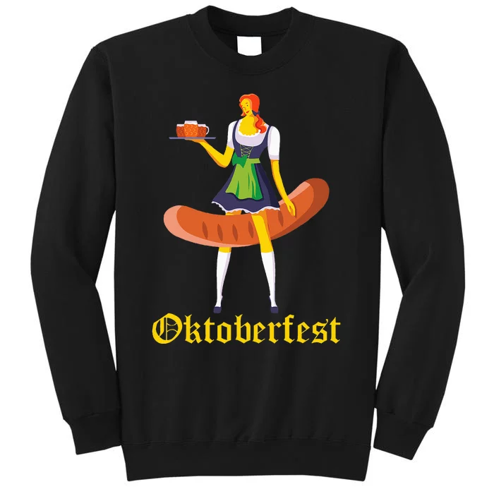 Barmaid Oktoberfest Funny German Woman Dirndl Bratwurst Tall Sweatshirt