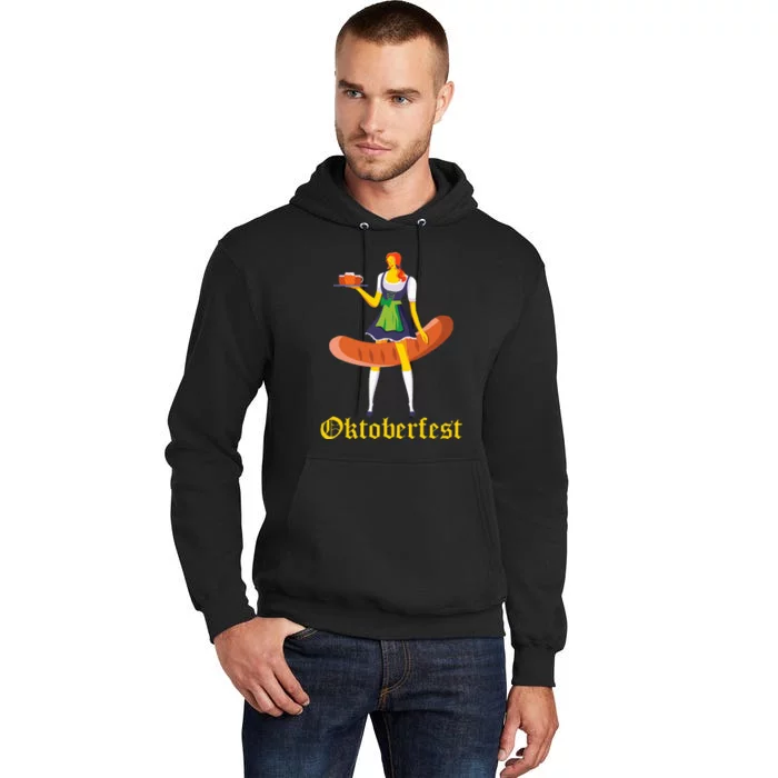 Barmaid Oktoberfest Funny German Woman Dirndl Bratwurst Tall Hoodie