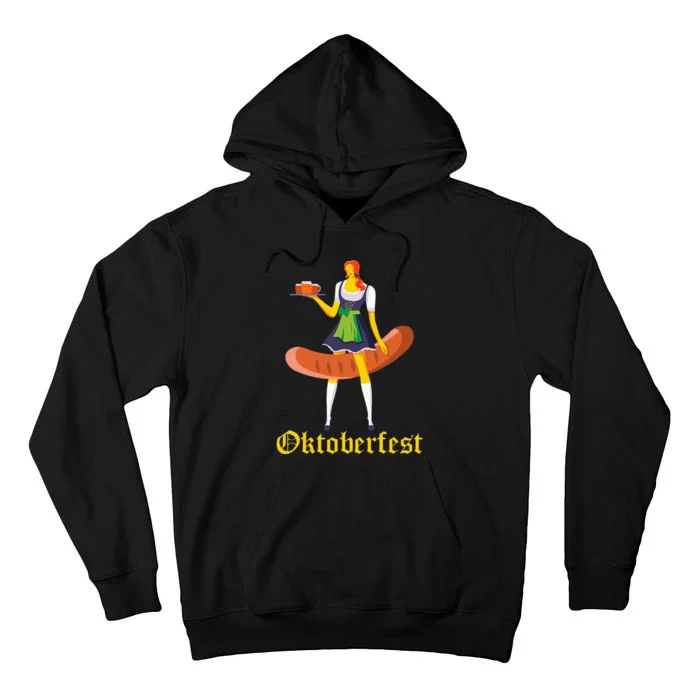 Barmaid Oktoberfest Funny German Woman Dirndl Bratwurst Tall Hoodie