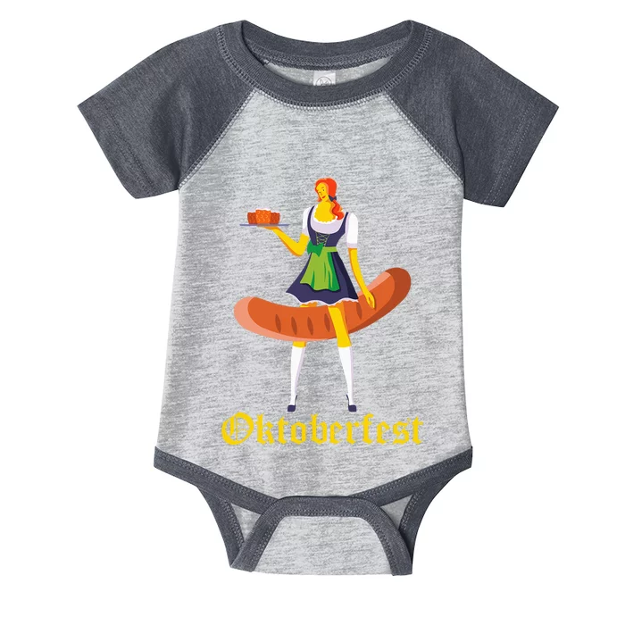 Barmaid Oktoberfest Funny German Woman Dirndl Bratwurst Infant Baby Jersey Bodysuit