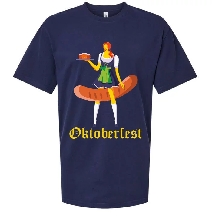 Barmaid Oktoberfest Funny German Woman Dirndl Bratwurst Sueded Cloud Jersey T-Shirt