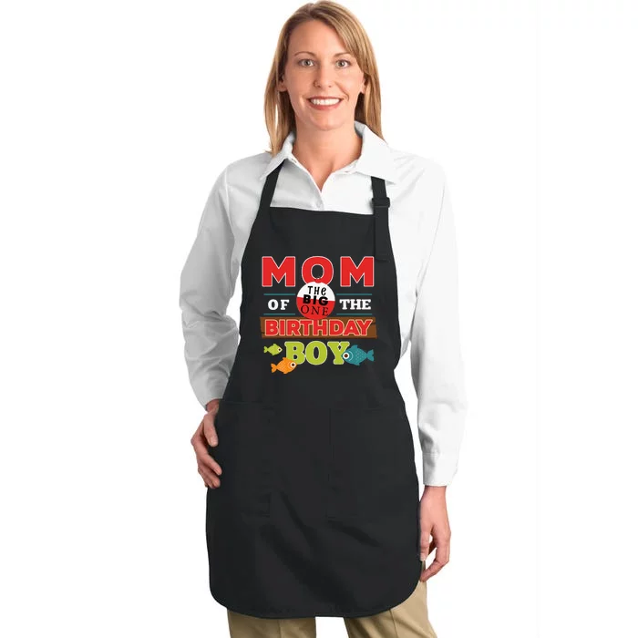 Big One Fishing Theme Mom Of The Birthday Full-Length Apron With Pocket