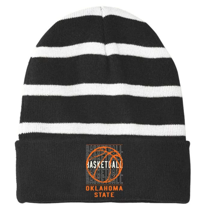 Basketball Oklahoma Funny Striped Beanie with Solid Band