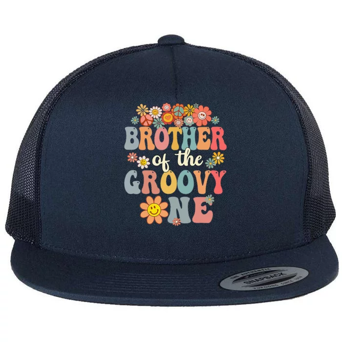 Brother Of Groovy One Matching Family 1st Birthday Party Flat Bill Trucker Hat