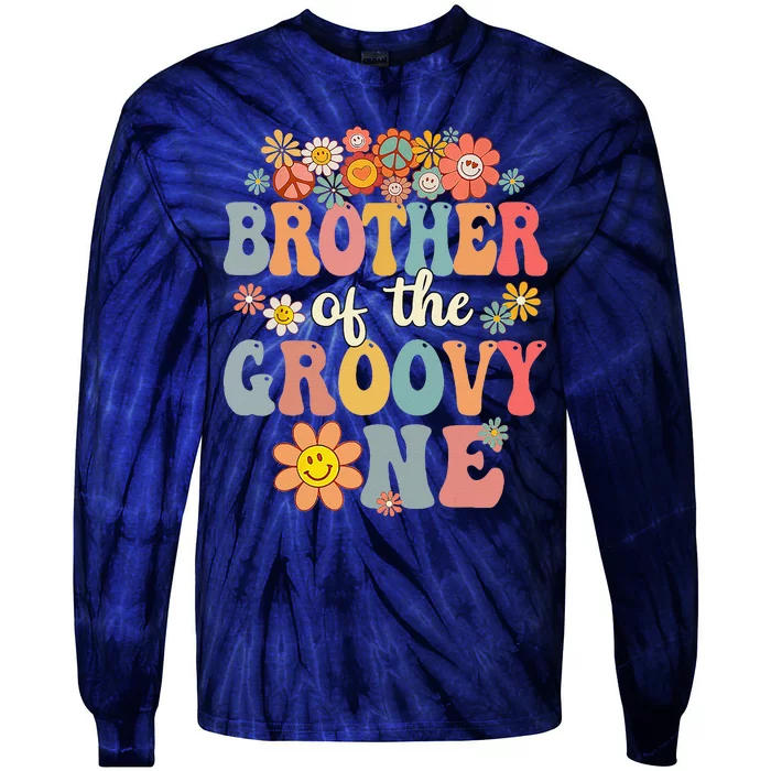 Brother Of Groovy One Matching Family 1st Birthday Party Tie-Dye Long Sleeve Shirt