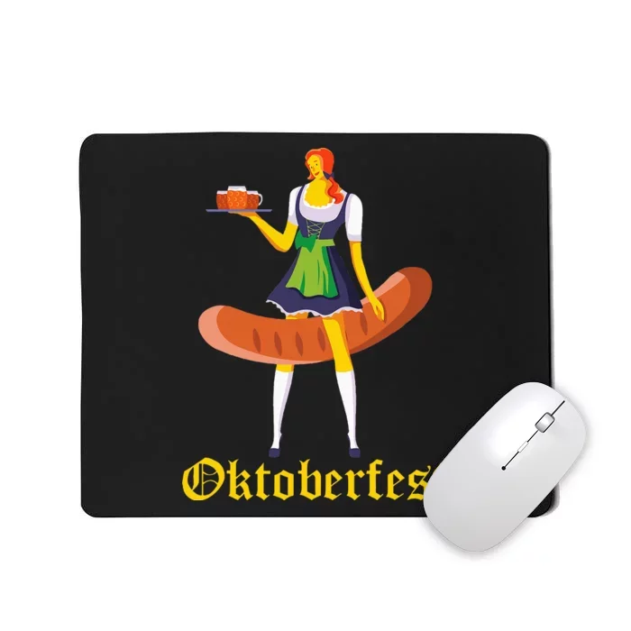 Barmaid Oktoberfest German Woman Dirndl Bratwurst Mousepad