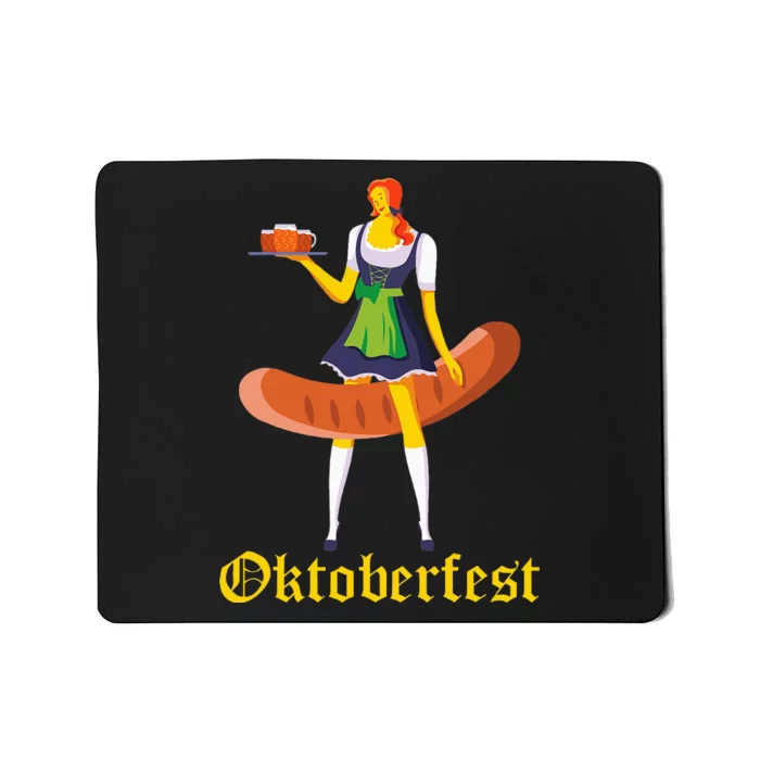 Barmaid Oktoberfest German Woman Dirndl Bratwurst Mousepad