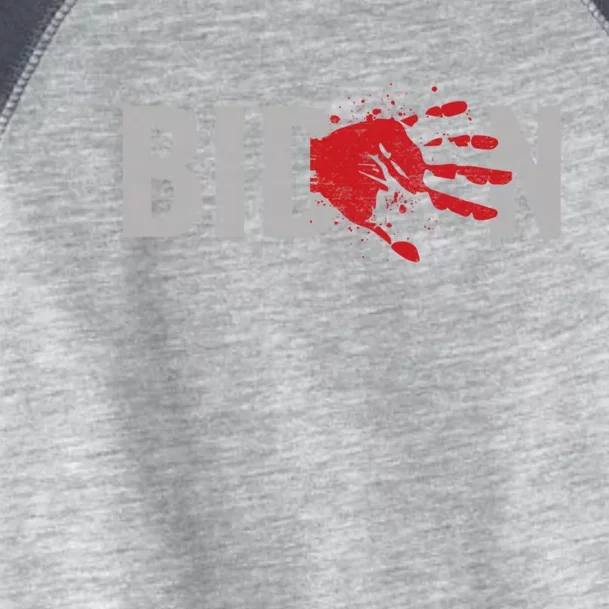 Blood On His Hands Anti Joe Biden Bloody Handprint Toddler Fine Jersey T-Shirt