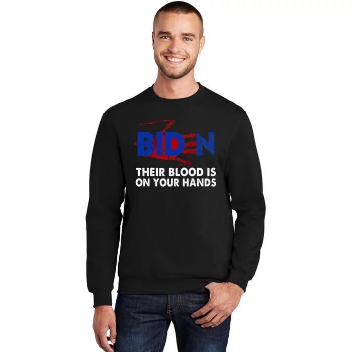 Blood On His Hands Biden Vintage Biden Bloody Handprint Sweatshirt