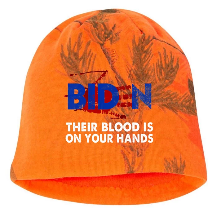 Blood On His Hands Biden Vintage Biden Bloody Handprint Kati - Camo Knit Beanie