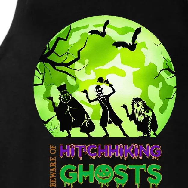 Beware Of Hitchhiking Ghosts Halloween Bat Funny Ladies Tri-Blend Wicking Tank