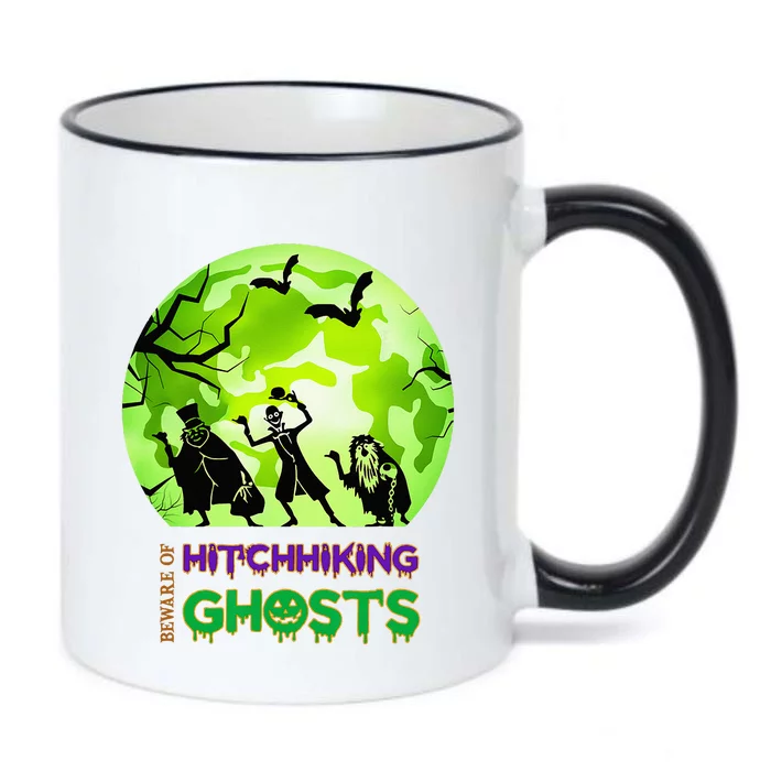 Beware Of Hitchhiking Ghosts Halloween Bat Funny Black Color Changing Mug