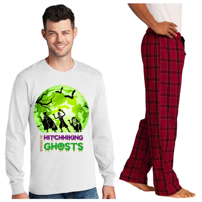 Beware Of Hitchhiking Ghosts Halloween Bat Funny Long Sleeve Pajama Set