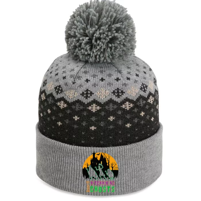 Beware Of Hitchhiking Ghosts Halloween The Baniff Cuffed Pom Beanie